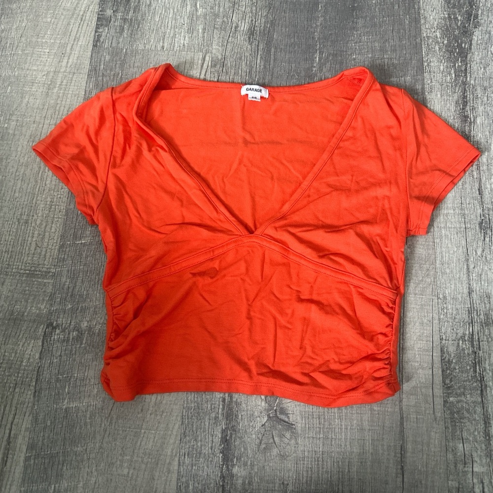Garage Bright Orange V-Neck Crop Top
